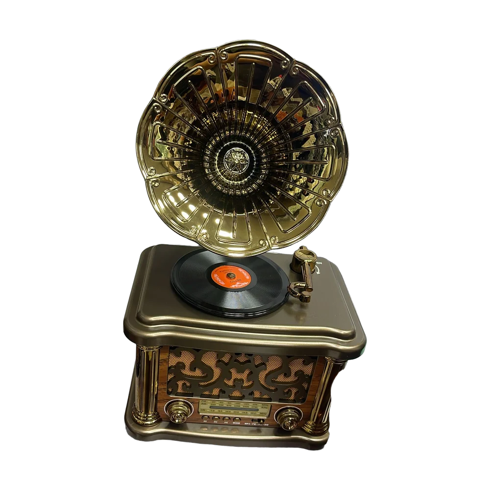 Gramofon Görünümlü Retro Bluetooth Hoparlör FX-2527B