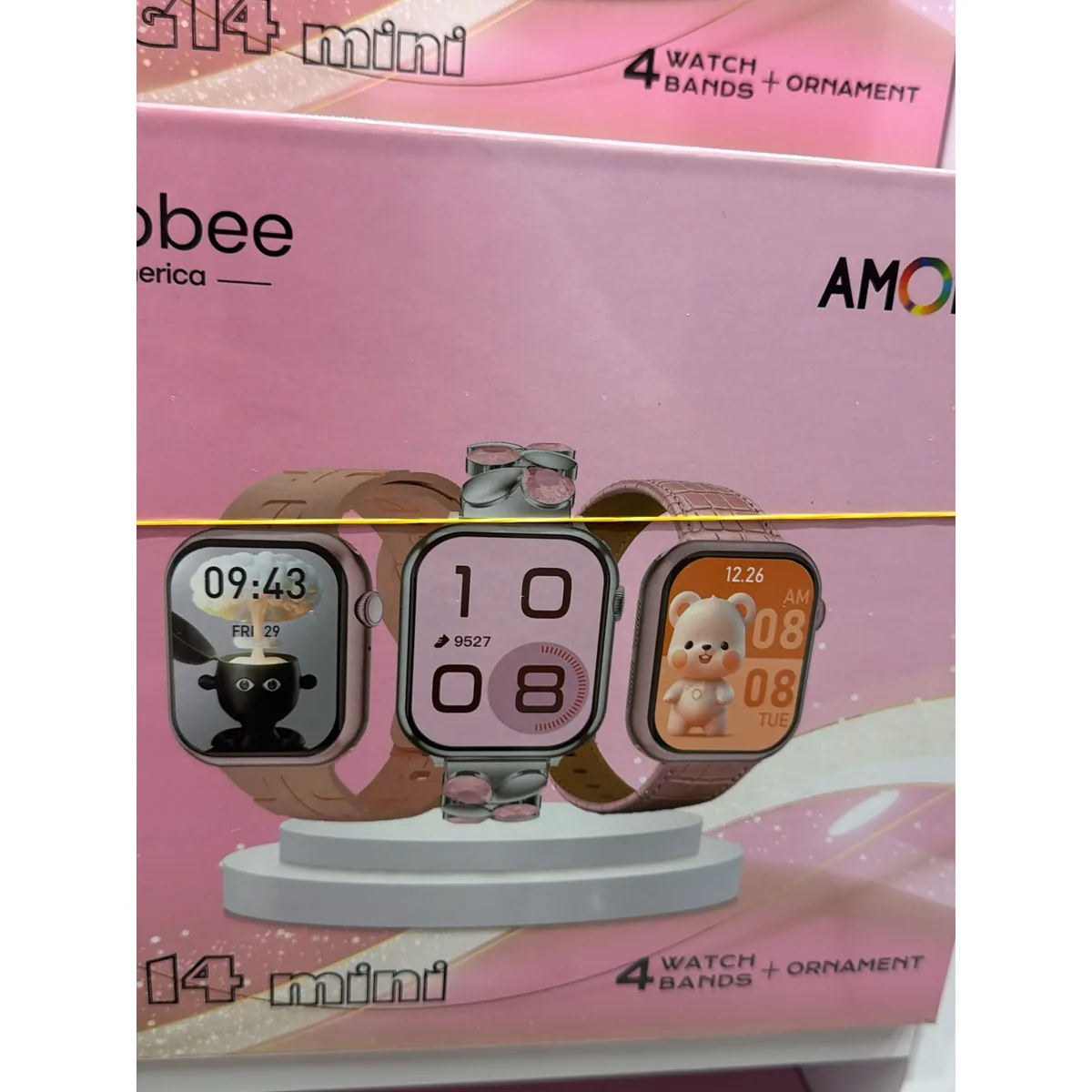 Kare Kasa Mini Akıllı Saat G14 Mini, 4 Kordon ve Aksesuar